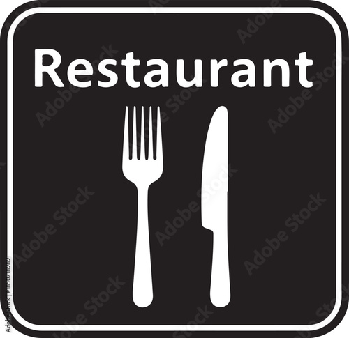 Restaurant Sign - Fork and Knife Icon representing Dining and Food Services