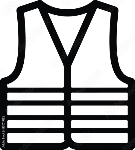 Silhouette Safety Vest Life Jacket Protective Gear Icon Vector Illustration