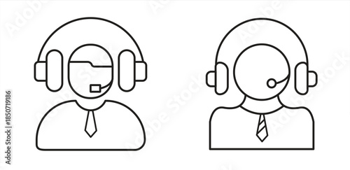 Call center icons, Design for websites and mobile apps, Collection of vector illustrations of customer service web icons with lines, Isolated on transparent background.