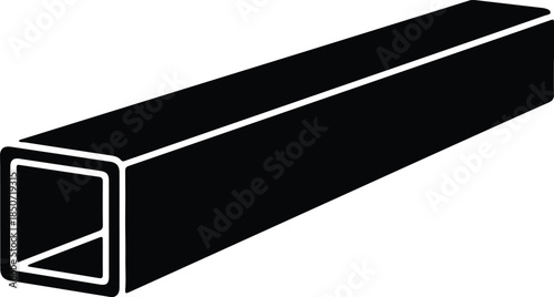 Silhouette Square Metal Structural Pipe Profile Beam Icon Vector Illustration