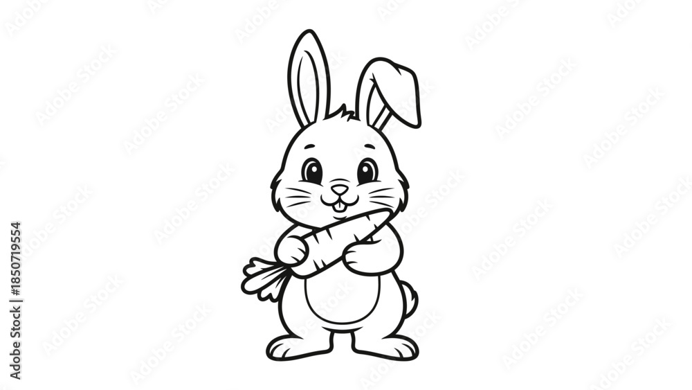 Obraz premium Whimsical cartoon bunny illustration standing in a cute, friendly pose.