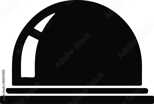 Silhouette warning siren light dome icon black vector illustration