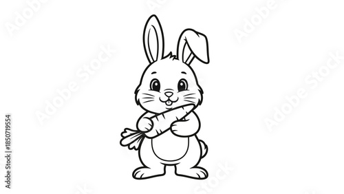 Whimsical cartoon bunny illustration standing in a cute, friendly pose.