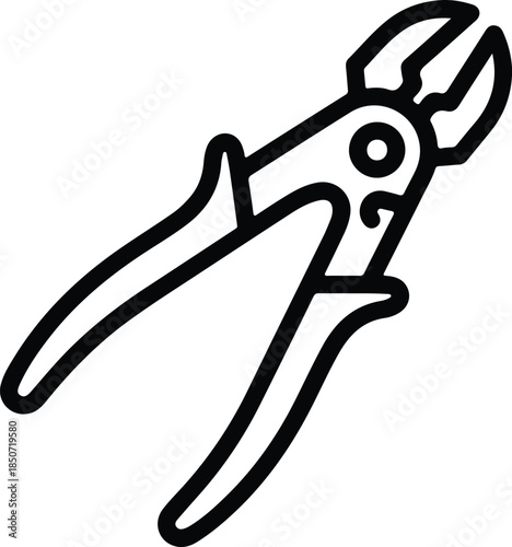 Silhouette Wire Cutters Hand Tool Minimalist Icon Vector Illustration
