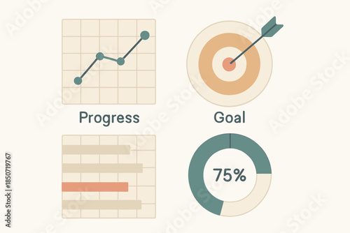 Business progress and goal achievement with infographic elements