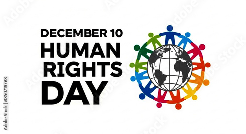 Human Rights Day Graphic: December 10, Colorful People Around Globe