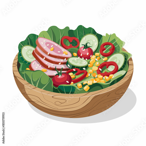 A vibrant salad filled with fresh vegetables and colorful ingredients, representing health, wellness, and the importance of nutritious eating in a visually appealing way.