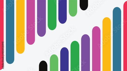 Colorful vector art collection featuring an abstract rainbow background with colored pencils, paint splashes, and business icons for creative office wallpaper and banner design