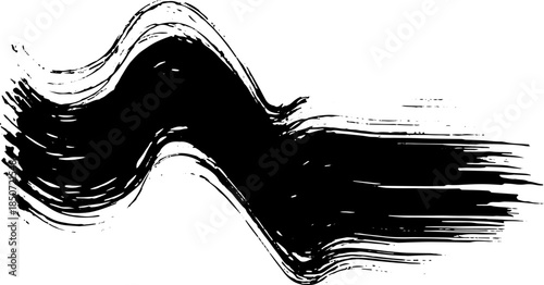 Real Ink Wave Dry Brush Grunge Stroke Illustration.