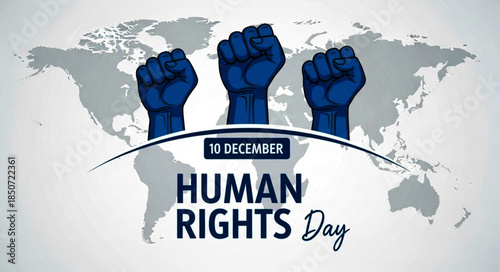 Three Blue Fists Raised in Solidarity for Human Rights Day