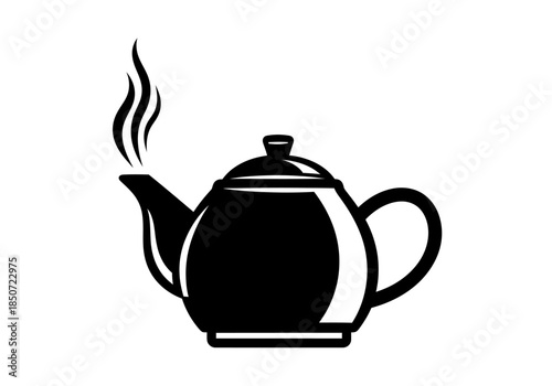 Vector illustration of hot tea pot with steam rising, clipart style vector