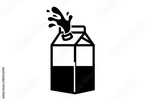 Vector illustration of a milk carton with splash, dairy drink icon, clipart style vector