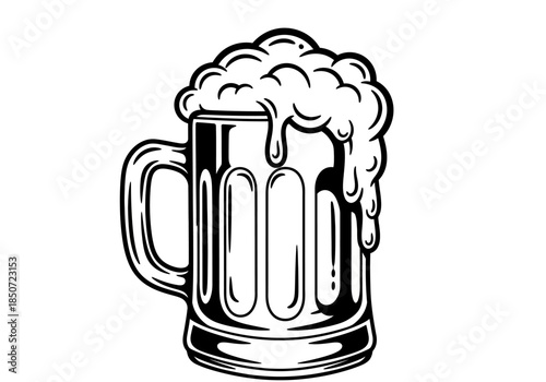 Vector illustration of a beer mug with foam on top, clipart style vector