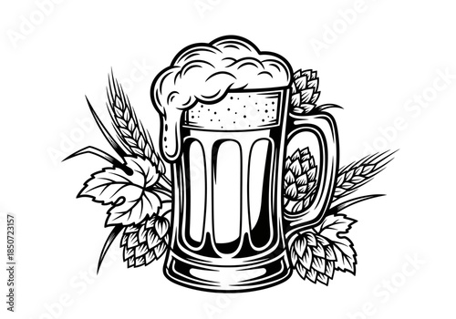 Vector illustration of a beer mug with foam on top, clipart style vector