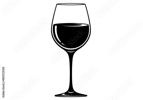 Vector illustration of a glass of red wine with elegant stem, clipart style vector