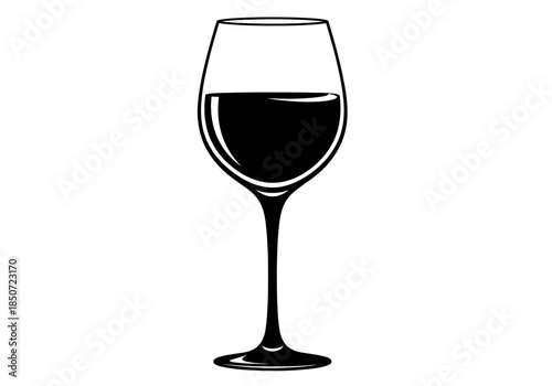 Vector illustration of a glass of red wine with elegant stem, clipart style vector