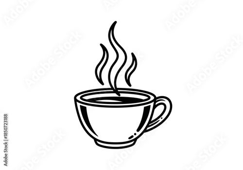 Vector illustration of steaming cup of coffee with aroma lines, clipart style vector
