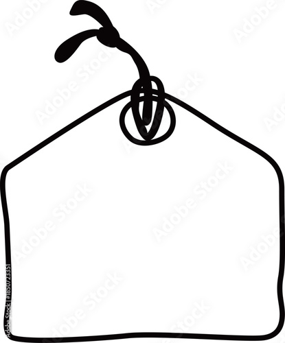 無地のシンプルな絵馬の白黒線画ベクターイラスト