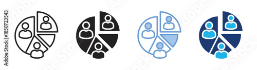 Segmentation icon set multiple style collection