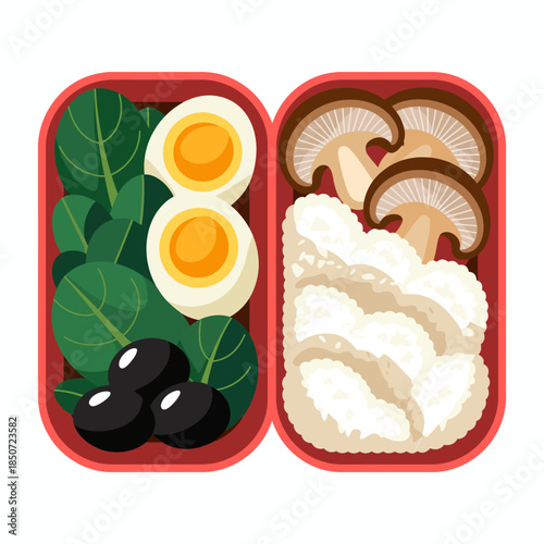 A neatly organized bento box filled with nutritious ingredients, representing healthy eating habits and the art of meal preparation for well-being and lifestyle.