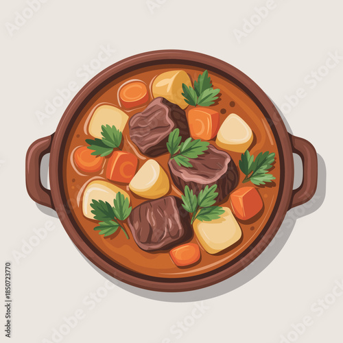 A rich bowl of beef stew filled with tender chunks of meat and assorted vegetables, inviting viewers to relish the warmth and comfort of hearty, home-cooked meals.
