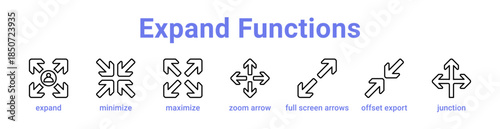 Expand Functions Icon Banner Line Art