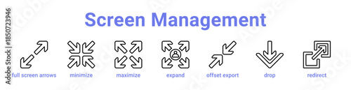Screen Management Icon Banner Line Art