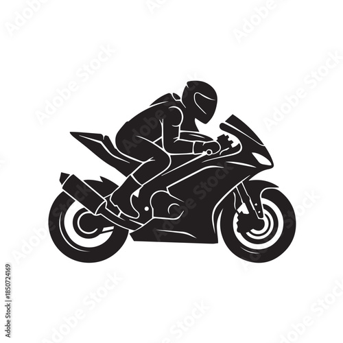 Sport Motorcycle Racing Silhouette – Superbike Rider Vector Illustration
High-speed sport motorcycle racing silhouette featuring a rider in aerodynamic position on a superbike. Perfect for motorsport 