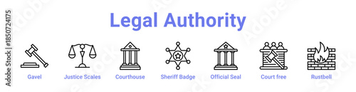 Legal Authority Icon Banner Line Art