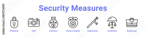 Security Measures Icon Banner Line Art