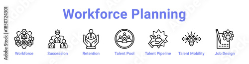 Workforce Planning Icon Banner Line Art