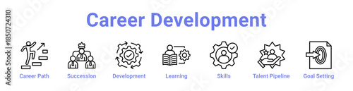 Career Development Icon Banner Line Art