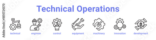 Technical Operations Icon Banner Line Art