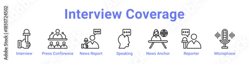 -Interview Coverage Icon Banner Line Art