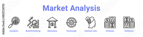 -Market Analysis Icon Banner Line Art