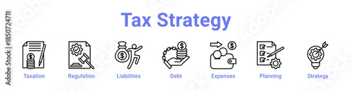 -Tax Strategy Icon Banner Line Art