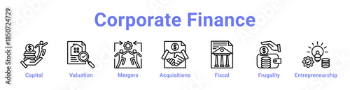 -Corporate Finance Icon Banner Line Art