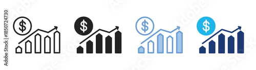 Profit icon set multiple style collection