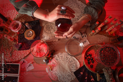 Fortune teller with crystal...