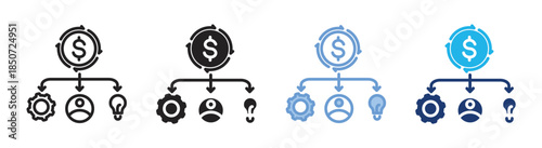 Business model icon set multiple style collection