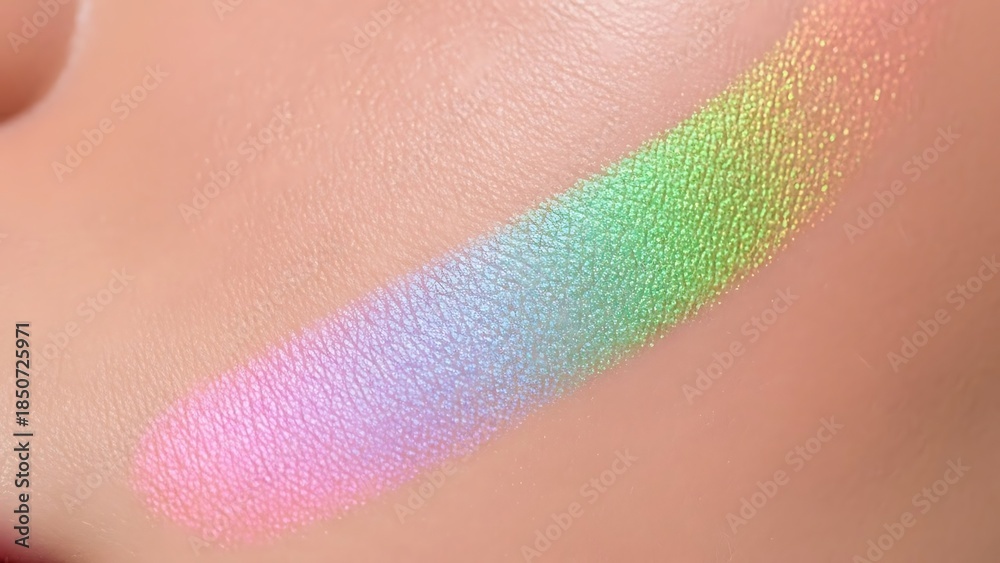 Fototapeta premium Close-up Swatch of Iridescent Pastel Makeup on Skin.