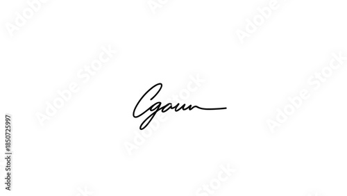 Elegant handwritten signature "cgoun" isolated on white background, artistic script element.