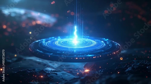 Wallpaper Mural Futuristic glowing portal in space with energy beam and stars. Torontodigital.ca