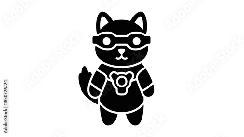 Cute cartoon superhero dog wearing goggles and costume isolated on white background