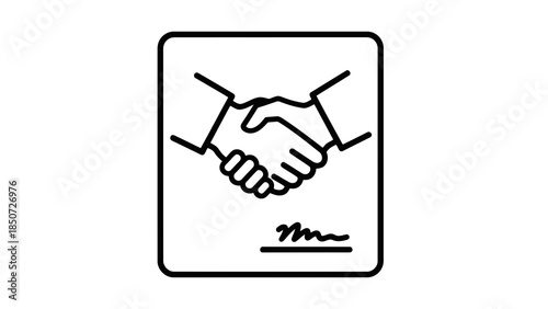 Handshake icon with signature representing agreement, partnership, and business deal