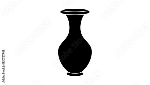 Elegant black silhouette of a classic vase, isolated on a clean white background.