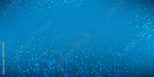 Abstract simple blue dotted 3d realistic gift box with magical shining glow and golden ribbons flying off cover modern abstract simple art