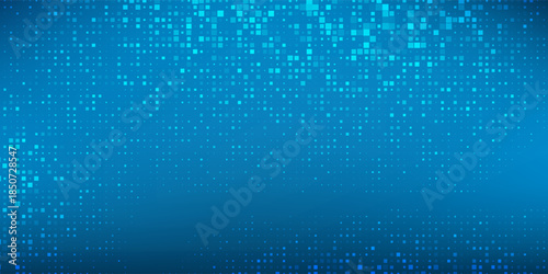 Abstract simple blue dotted 3d realistic gift box with magical shining glow and golden ribbons flying off cover modern abstract simple