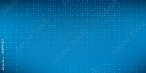 Rectangle simple blue dotted 3d realistic gift box with magical shining glow and golden ribbons flying off cover abstract modern art design