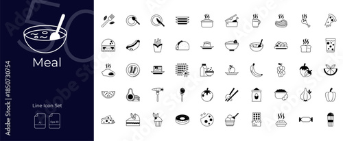 Meal Duotone Editable Icons set